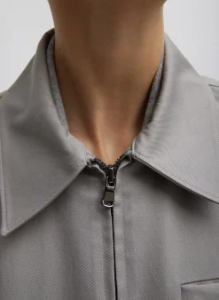 Sale Tibi Oliver Cotton Stretch Tricotine Bomber Grey Moon