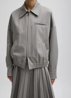 Sale Tibi Oliver Cotton Stretch Tricotine Bomber Grey Moon