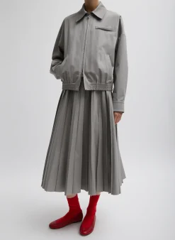 Sale Tibi Oliver Cotton Stretch Tricotine Bomber Grey Moon