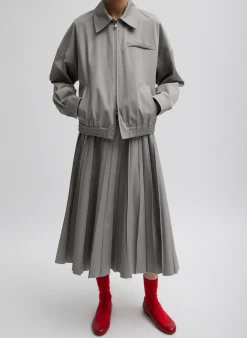 Sale Tibi Oliver Cotton Stretch Tricotine Bomber Grey Moon