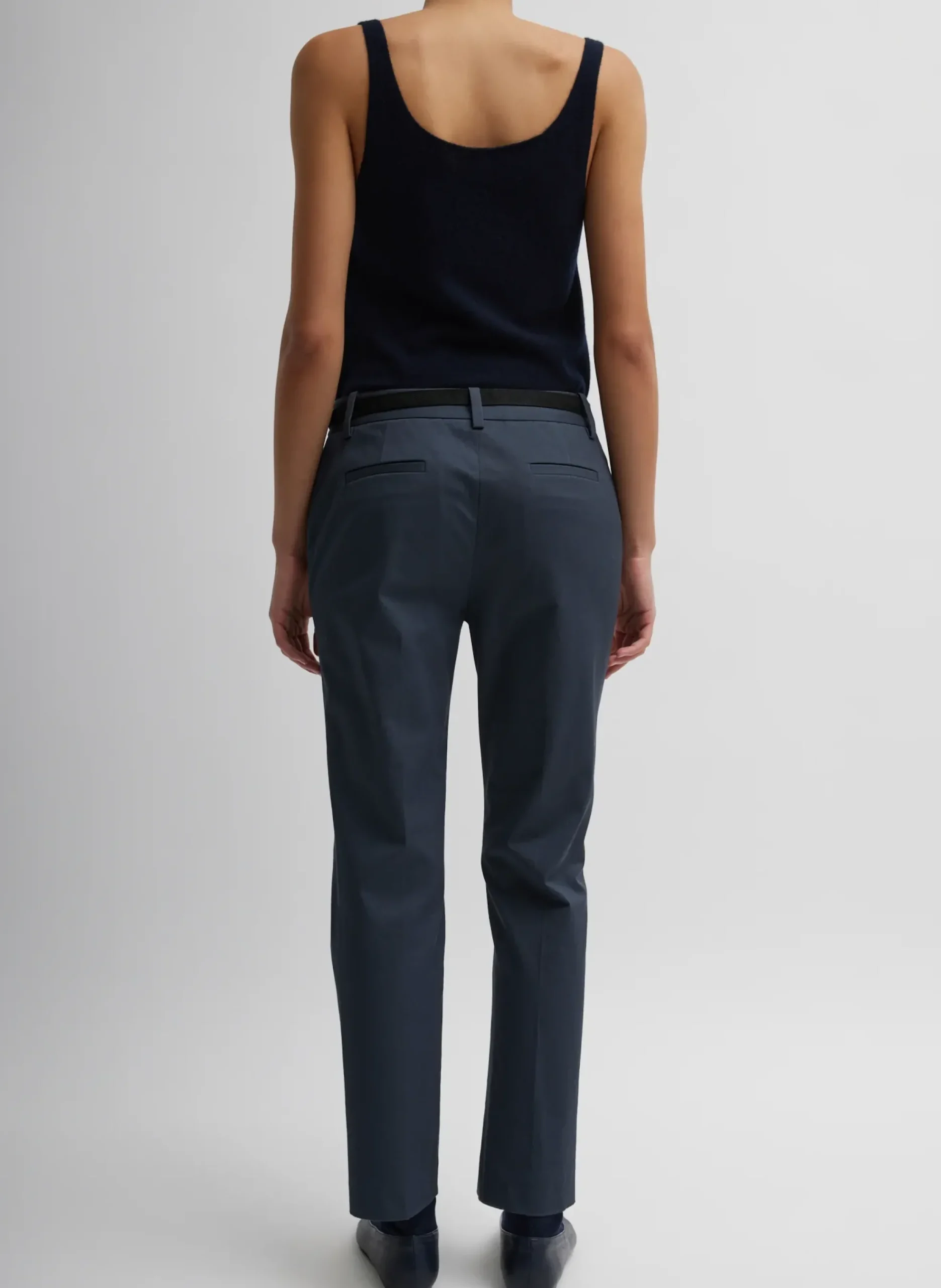 Discount Tibi Oliver Cotton Stretch Tricotine Lennon Ankle Pant Slate Blue
