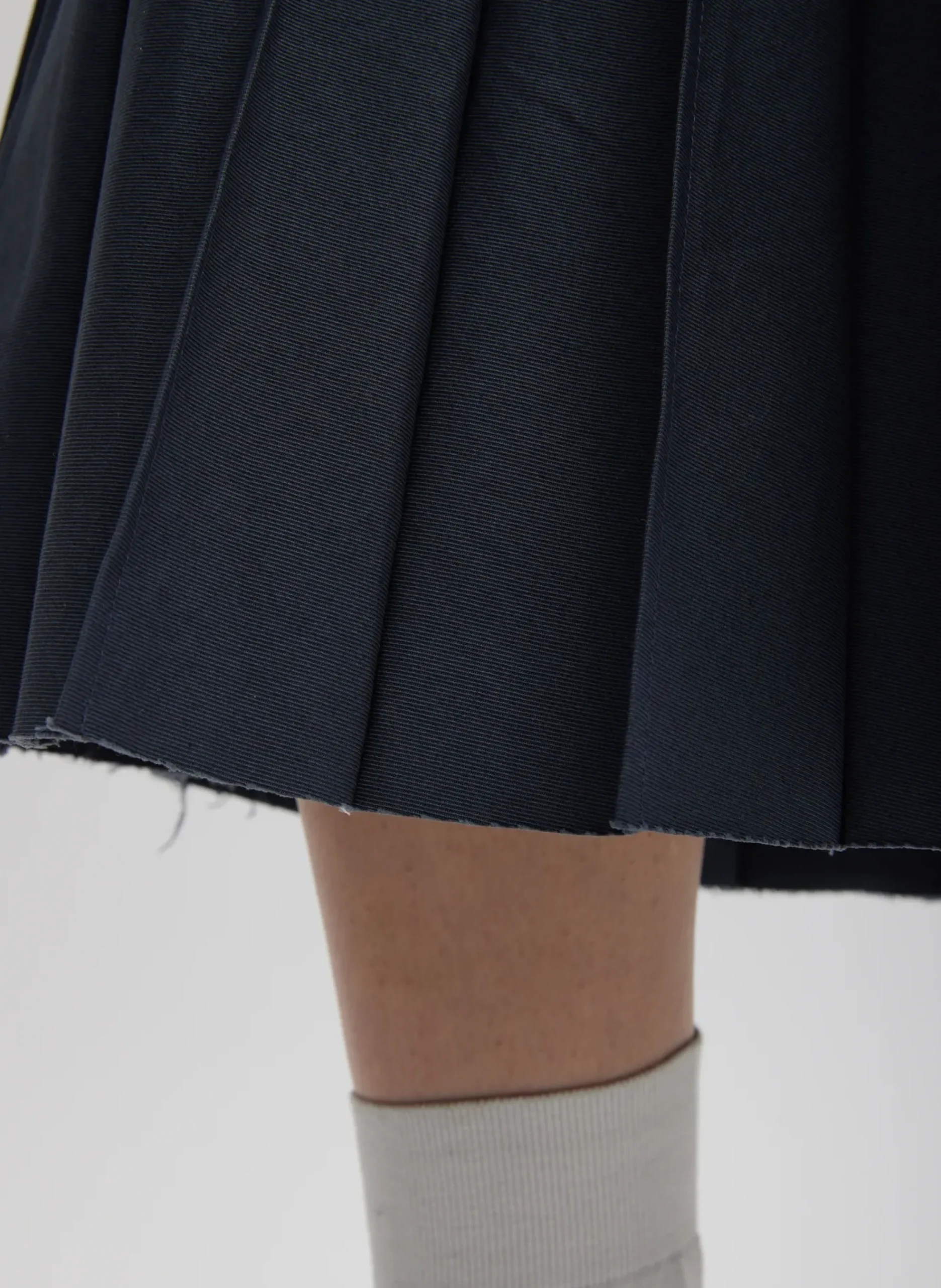 Discount Tibi Oliver Cotton Stretch Tricotine Pintucked Skirt Slate Blue