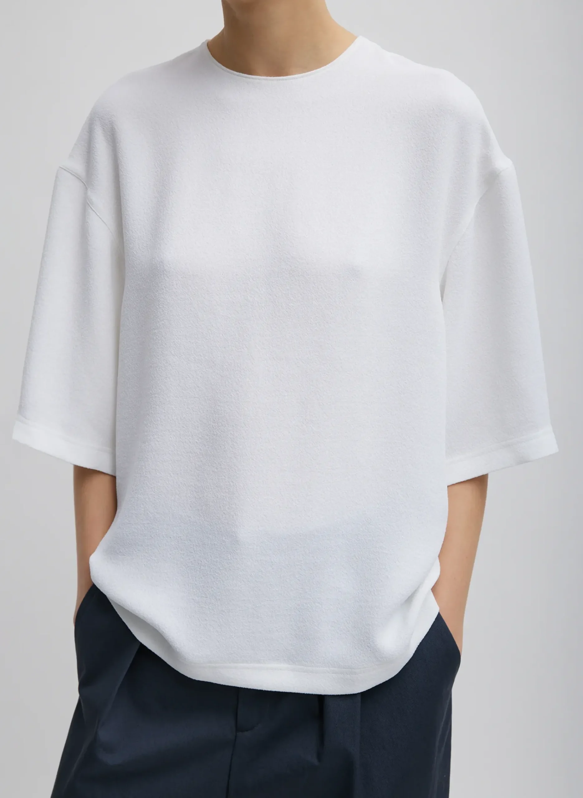 Sale Tibi Pebble Sable Easy T-Shirt White