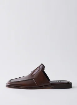 Clearance Tibi Pedro Slide Square Toe Loafer Brown