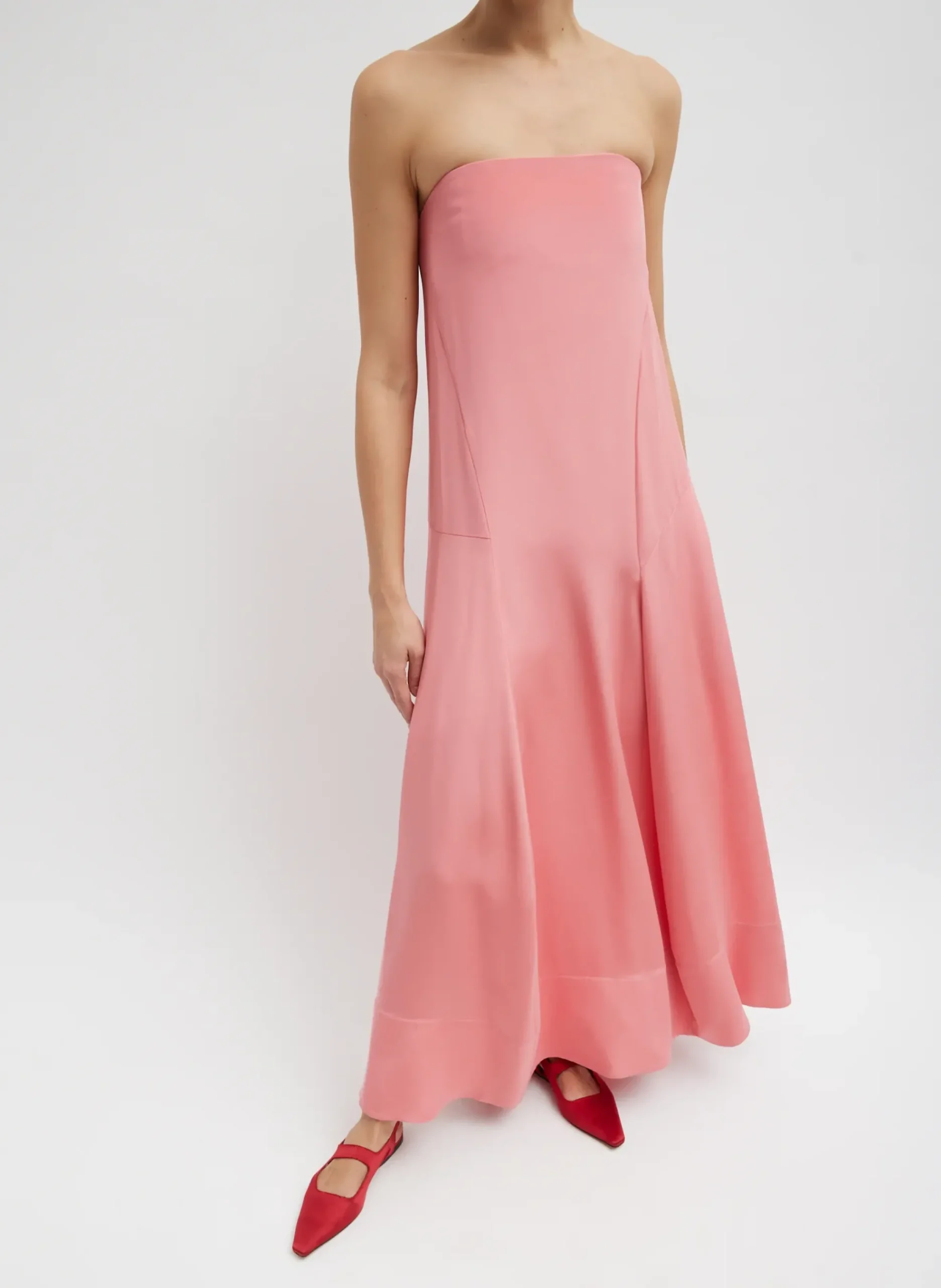 Online Tibi 4-Ply Silk Strapless Sculpted Dress Pink
