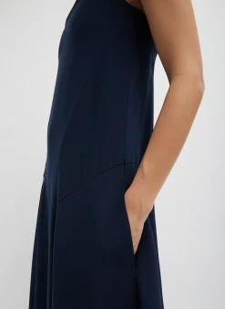 New Tibi 4-Ply Silk Strapless Sculpted Dress Dark Navy