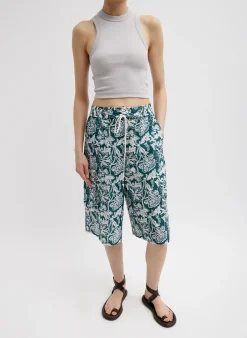 Best Tibi Recycled Nylon Batik Cargo Short Hunter Green Multi