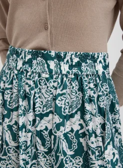 Hot Tibi Recycled Nylon Batik Full Skirt Hunter Green Multi