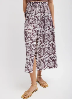 Online Tibi Recycled Nylon Batik Full Skirt Cinnamon Multi