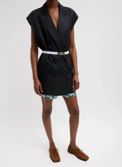 Outlet Tibi Recycled Nylon Batik Pull On Shorts Hunter Green Multi