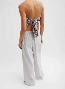 New Tibi Recycled Nylon Batik Strapless Bandeau Cinnamon Multi