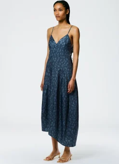 Hot Tibi Recycled Sporty Nylon Cheetah Cami Dress Navy Fog Multi