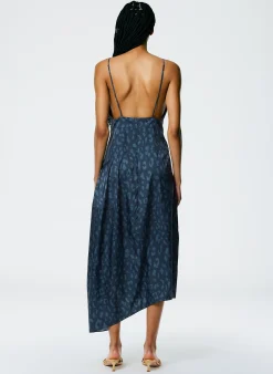 Hot Tibi Recycled Sporty Nylon Cheetah Cami Dress Navy Fog Multi