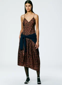 Hot Tibi Recycled Sporty Nylon Cheetah Cami Dress Brown Multi