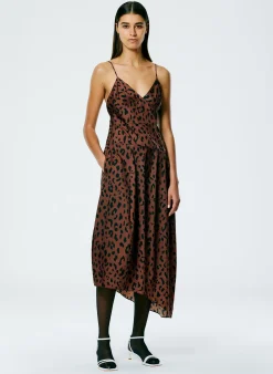 Hot Tibi Recycled Sporty Nylon Cheetah Cami Dress Brown Multi