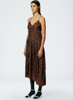 Hot Tibi Recycled Sporty Nylon Cheetah Cami Dress Brown Multi