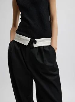 Sale Tibi Recycled Tropical Wool Fold Over Pant Black