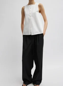 Sale Tibi Recycled Tropical Wool Fold Over Pant Black