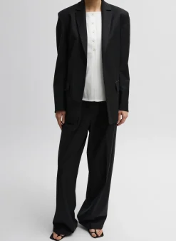 Clearance Tibi Recycled Tropical Wool Sculpted Blazer Black