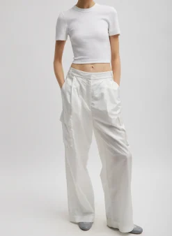 Best Tibi Ribbed Cropped Baby T-Shirt White