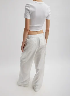 Best Tibi Ribbed Cropped Baby T-Shirt White
