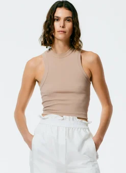 Sale Tibi Ribbed T-Shirt Cropped Tank Sand