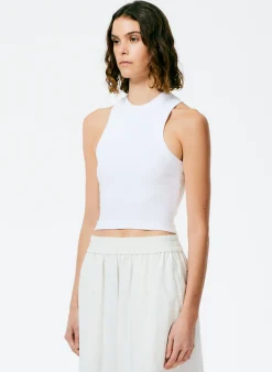 Sale Tibi Ribbed T-Shirt Cropped Tank White