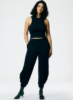 Sale Tibi Ribbed T-Shirt Cropped Tank Navy