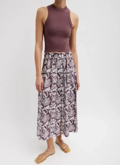 Discount Tibi Ribbed T-Shirt Cropped Tank Cinnamon