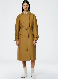 Clearance Tibi Sculpted Cotton Trench Tan