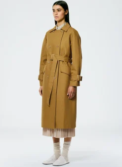 Clearance Tibi Sculpted Cotton Trench Tan
