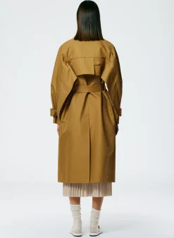 Clearance Tibi Sculpted Cotton Trench Tan