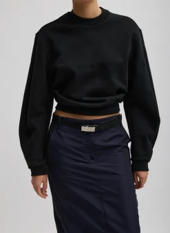 Best Tibi Sculpted Long Sleeve Sweatshirt Black