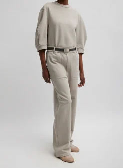 Clearance Tibi Sculpted Short Sleeve Sweatshirt Light Stone