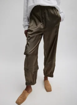 Discount Tibi Shiny Nylon Pull On Wilt Jogger Dune
