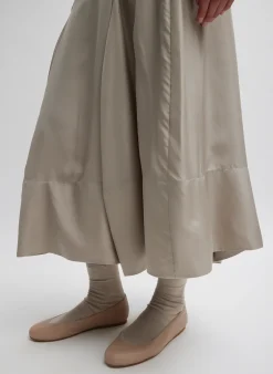 Discount Tibi Silk Habutai Circular Seamed Skirt Light Stone