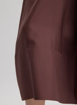 Tibi Silk Habutai Circular Seamed Skirt Cinnamon