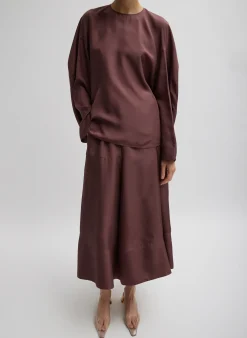 Online Tibi Silk Habutai Circular Top Cinnamon