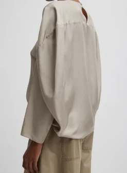 Sale Tibi Silk Habutai Circular Top Light Stone