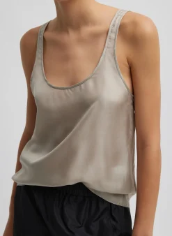 Outlet Tibi Silk Habutai Tank Top Light Stone