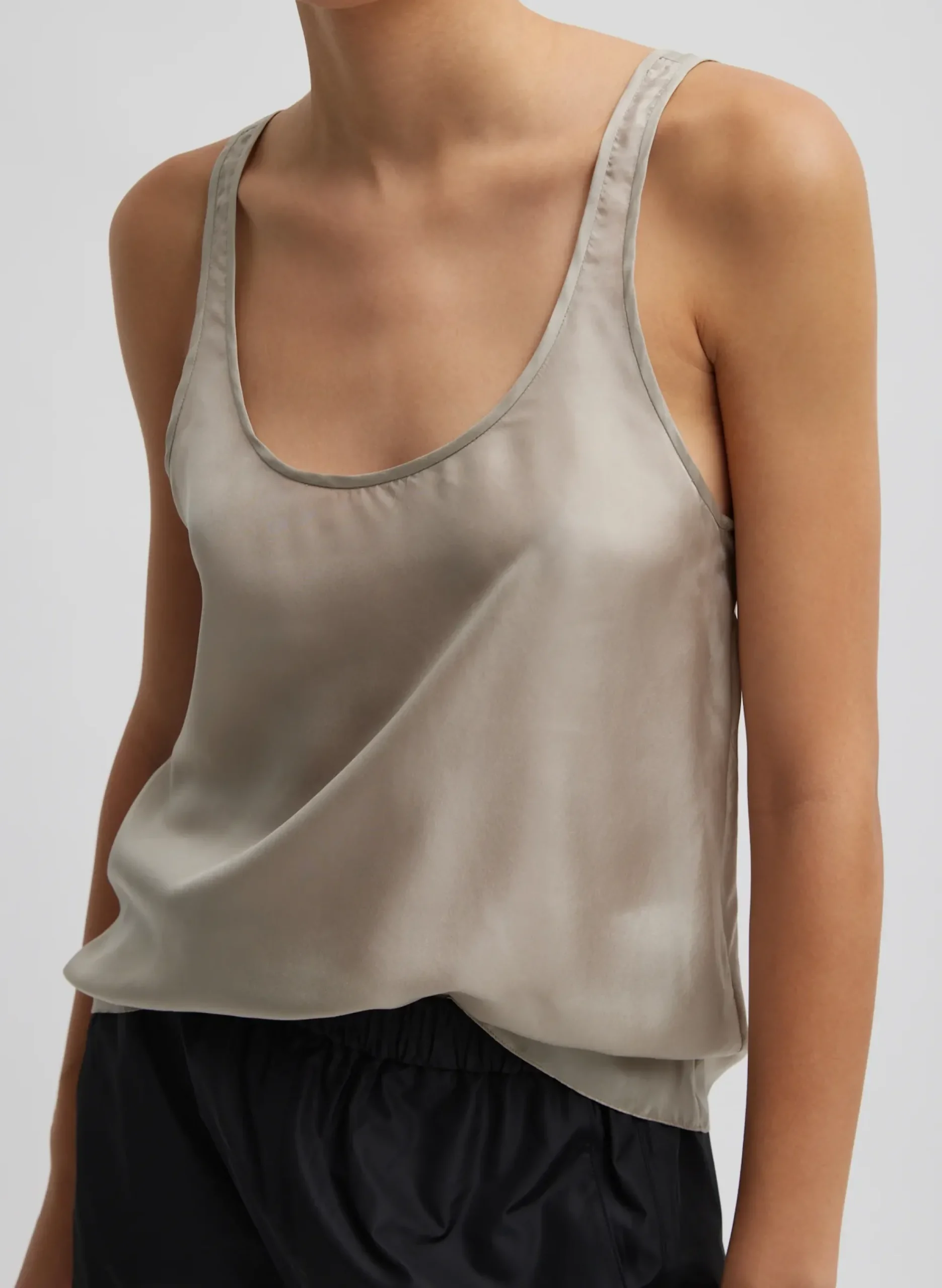 Outlet Tibi Silk Habutai Tank Top Light Stone