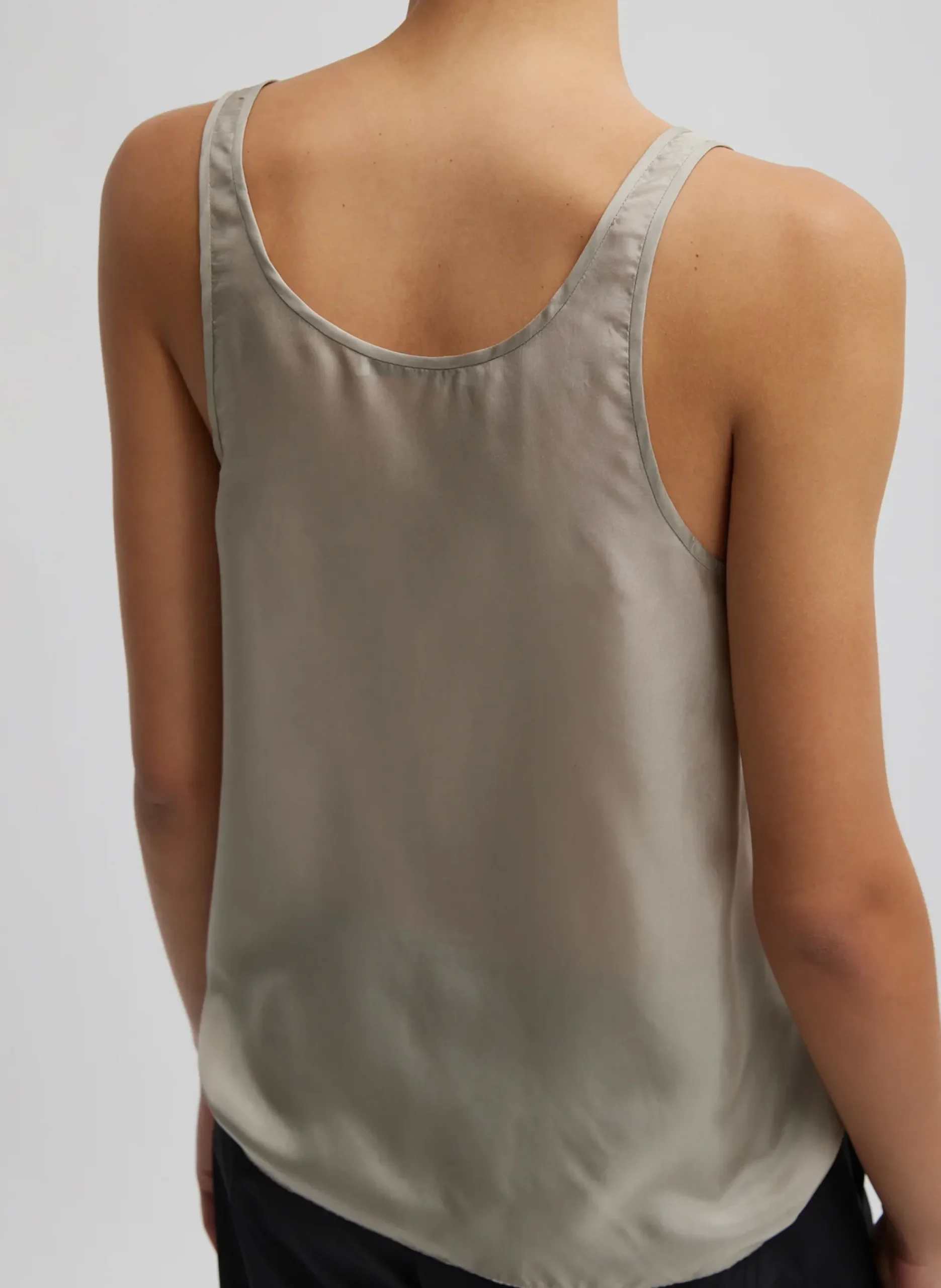 Outlet Tibi Silk Habutai Tank Top Light Stone