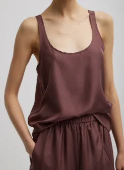 Online Tibi Silk Habutai Tank Top Cinnamon