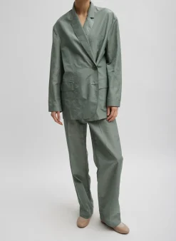 New Tibi Silk Nylon Liam Blazer Pumice Grey