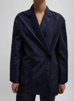 New Tibi Silk Nylon Liam Blazer Navy