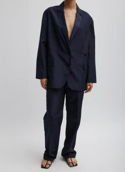 New Tibi Silk Nylon Liam Blazer Navy