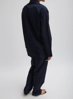 New Tibi Silk Nylon Liam Blazer Navy