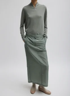 Clearance Tibi Silk Nylon Maxi Skirt Pumice Grey