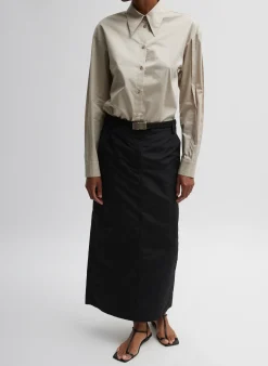 Outlet Tibi Silk Nylon Maxi Skirt Black