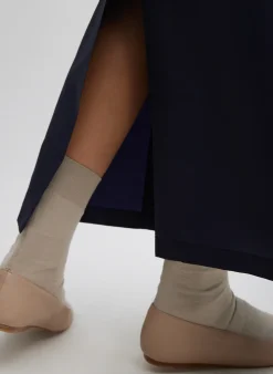 Tibi Silk Nylon Maxi Skirt Navy